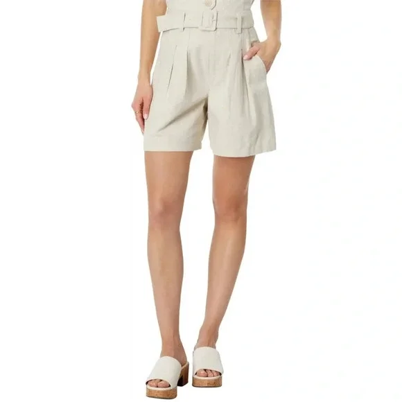 Blank NYC Linen Blend Shorts in Color Bleached Sand - Picture 2 of 4